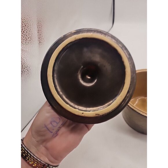 Vintage Oven Proof Copper Crock Club Hammered Bronze Glaze Wisconsin USA Pottery - Picture 4 of 8